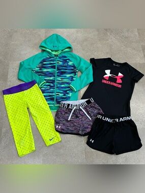 Girls UNDER ARMOUR/NIKE Shorts..Leggings & Sweatshirt Summer Lot, sz Medium